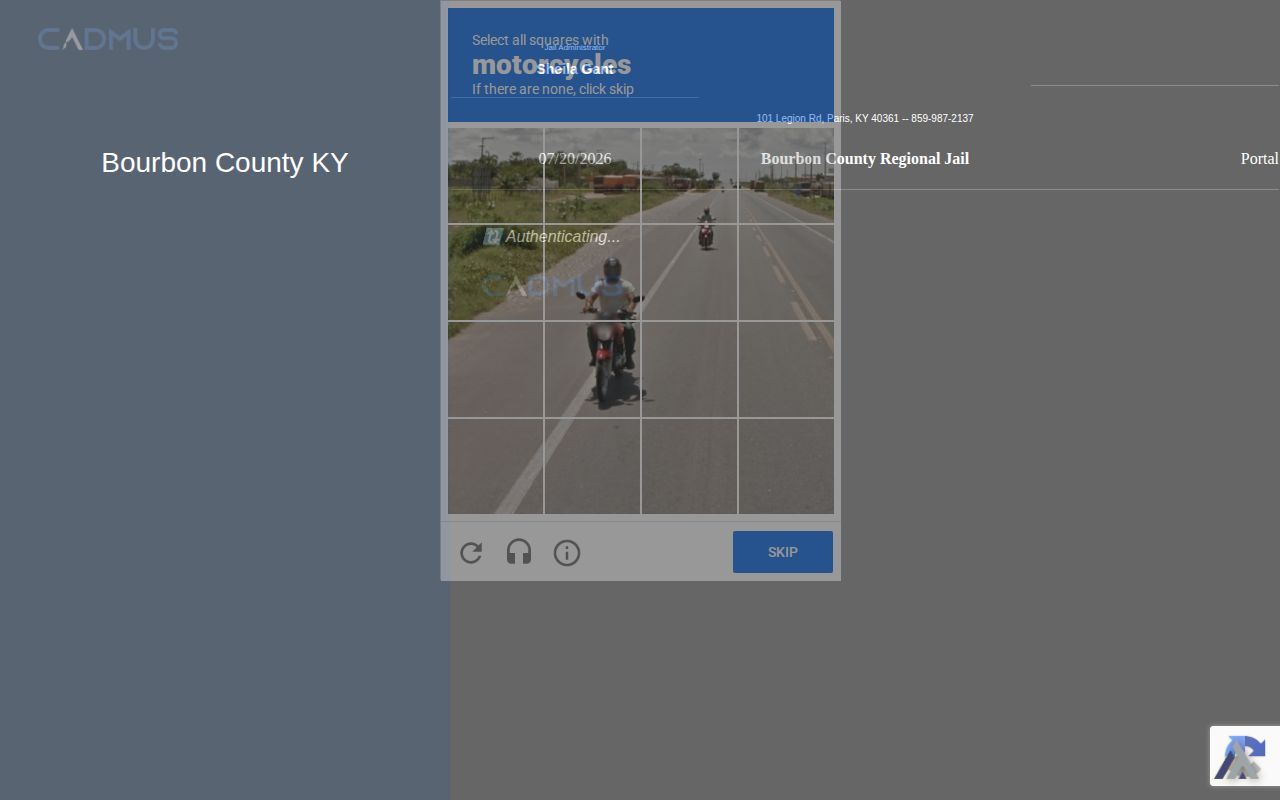 Bourbon County Regional Jail current-inmate portal serving Nicholas County